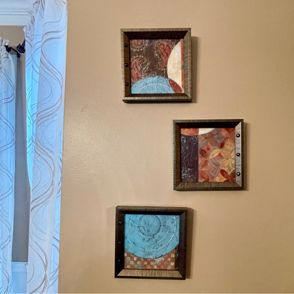 Abstract Art Framed Wall Decor Set 8" x 8" (Approximately)